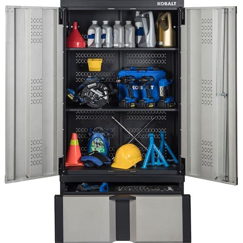 kobalt steel freestanding garage cabinet in silver|kobalt storage cabinet freestanding.